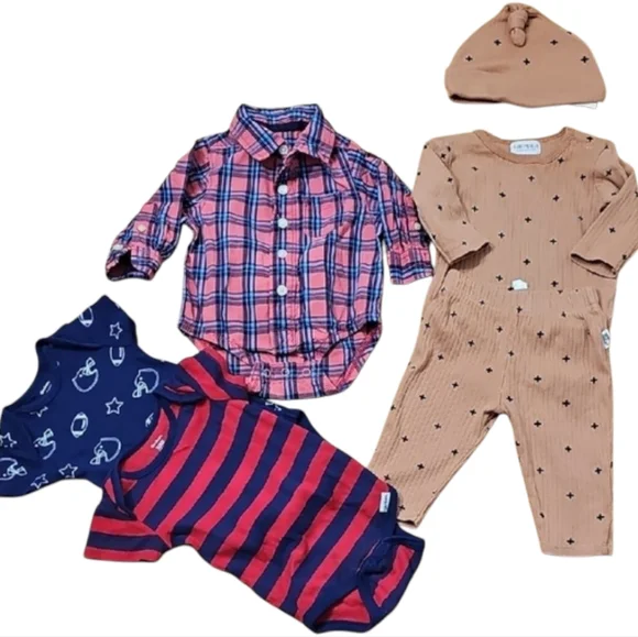 Baby Boy Plaid Shirt and Baby Outfit Set Size 3 To 6 Months - Picture 3 of 3